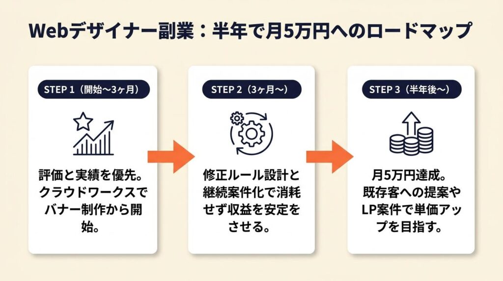 Webデザイナー副業は半年で月5万円が現実