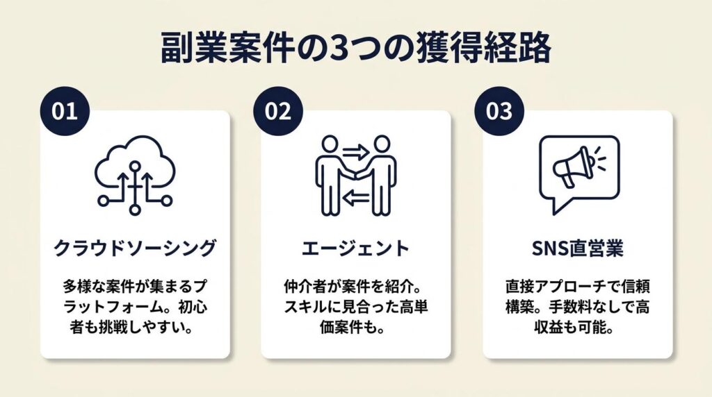 副業案件は3経路で獲得する