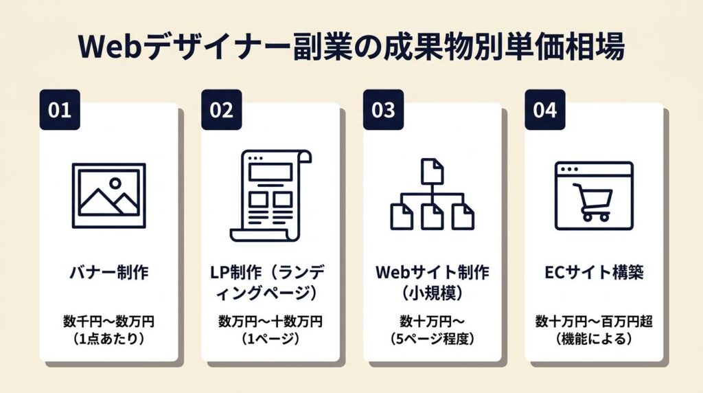 Webデザイナー副業の単価は成果物別に決まる