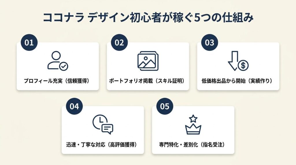 ここなら デザイン初心者が稼ぐ5つの仕組み