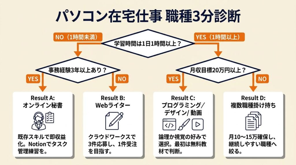 パソコン在宅仕事は職種を3分で診断