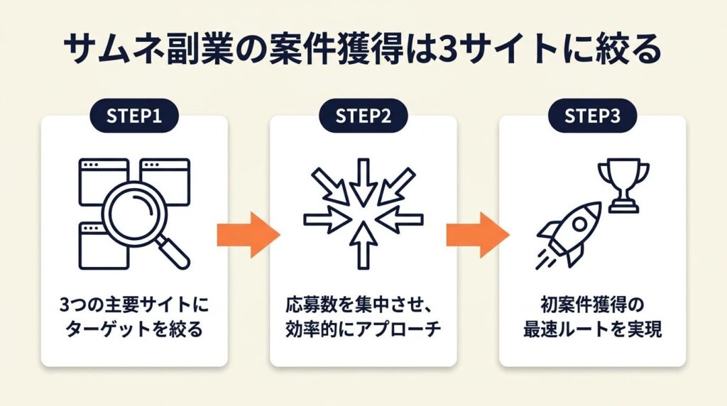 サムネ副業の案件獲得は3サイトに絞る