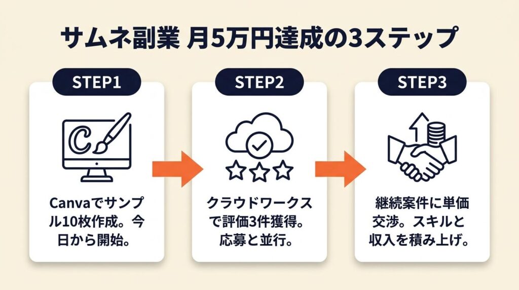 サムネ副業は3ステップで月5万円を達成する