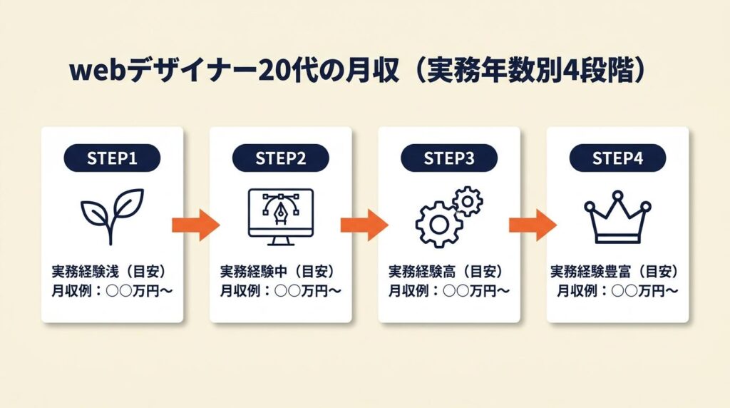 webデザイナー20代の月収は実務年数で4段階