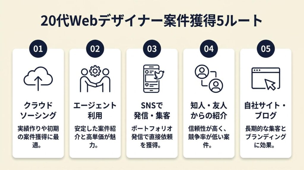 webデザイナー20代の案件は5ルートで獲得