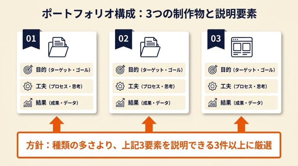 ポートフォリオは3種の制作物で構成