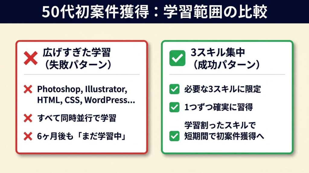 50代が最初に学ぶ3スキルで初案件を取る