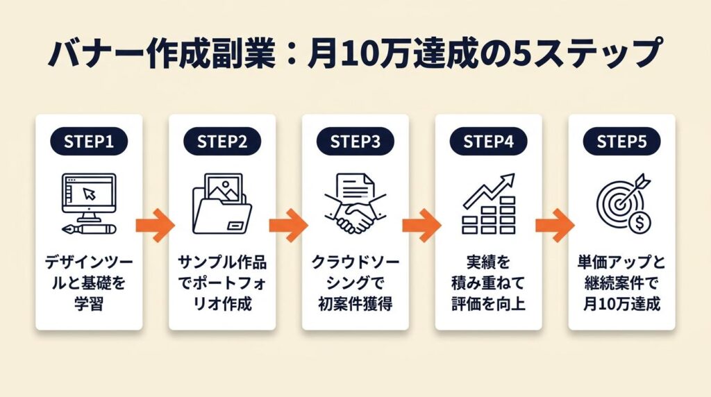 バナー作成副業は5ステップで月10万を実現