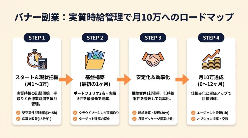 バナー副業を実質時給管理で月10万へ
