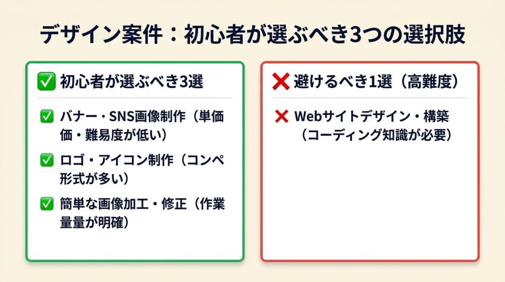 デザイン案件は4種類で初心者は3選択