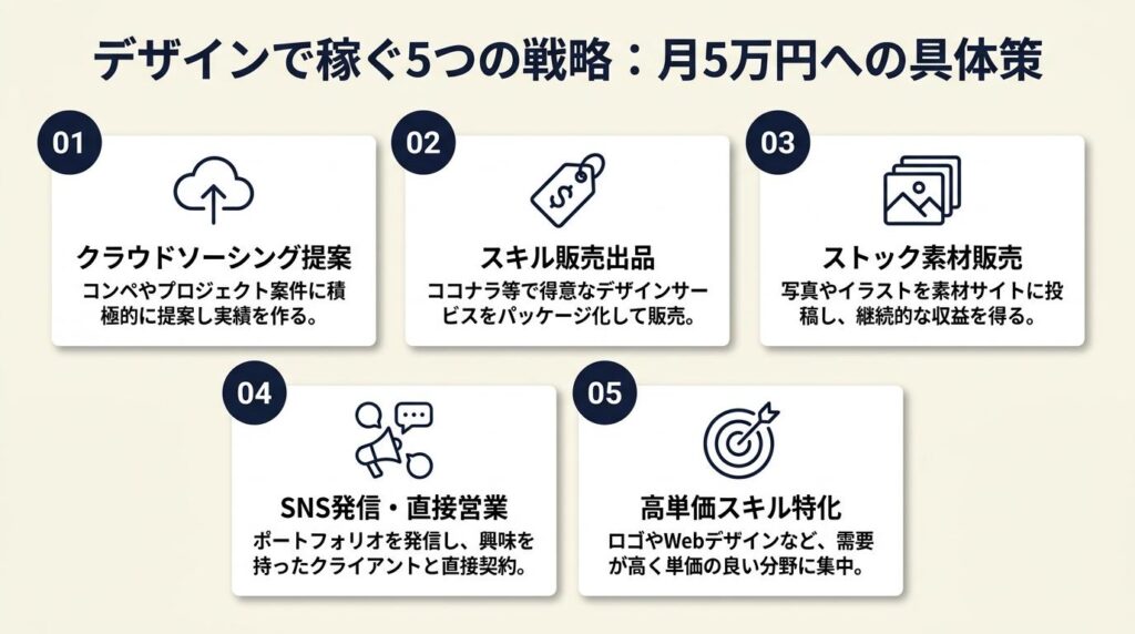 デザインで稼ぐ5つの戦略で月5万円