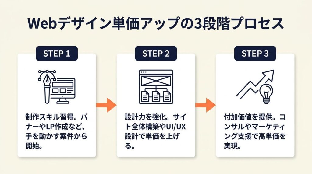 Webデザインの単価は3段階で伸ばす