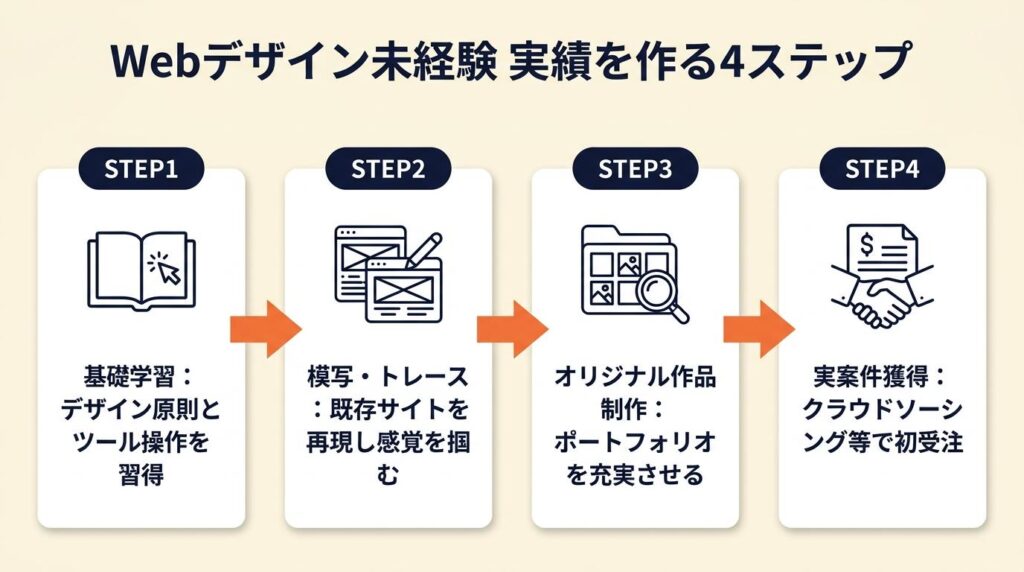 Webデザイン未経験は4ステップで実績を作る