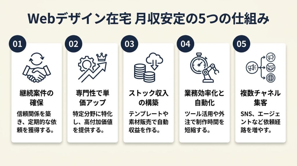 webデザイン在宅は5つの仕組みで月収を安定させる