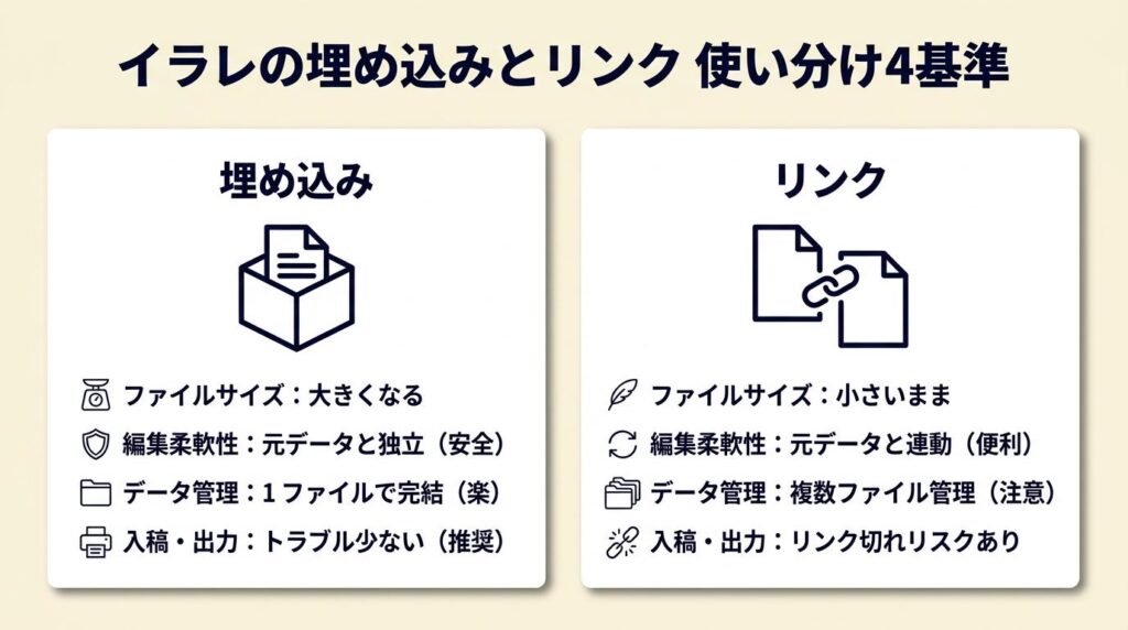 イラレの埋め込みとリンクは4基準で使い分け