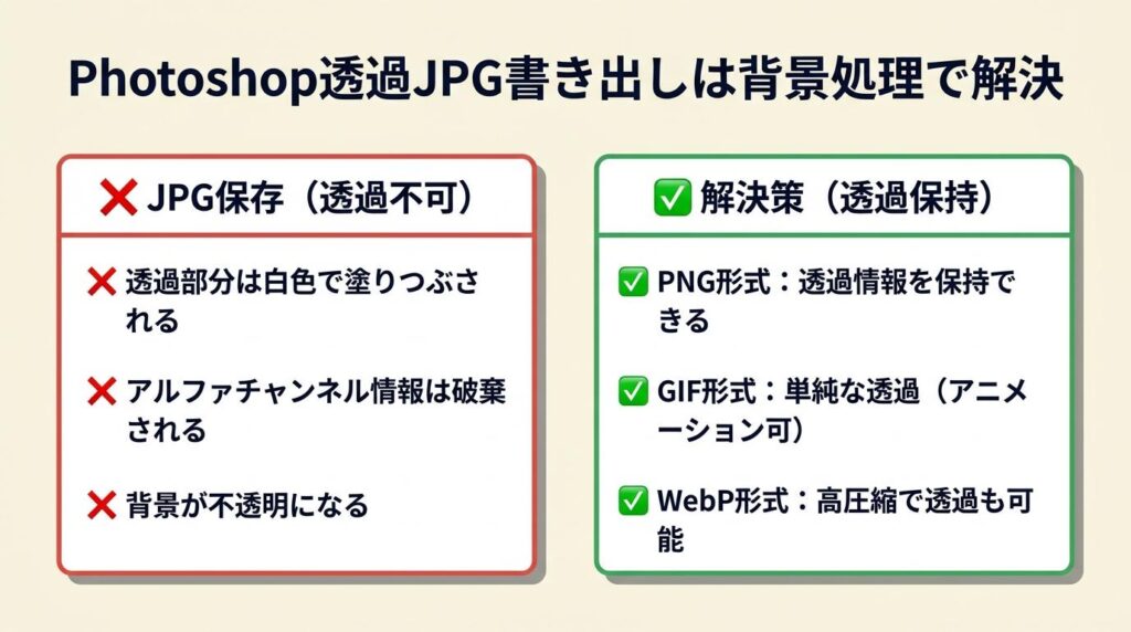 Photoshop透過JPG書き出しは背景処理で解決