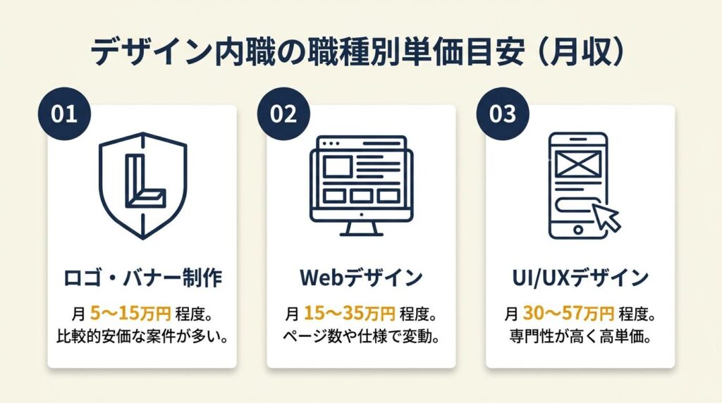 デザイン内職の単価は職種で月5万〜57万円