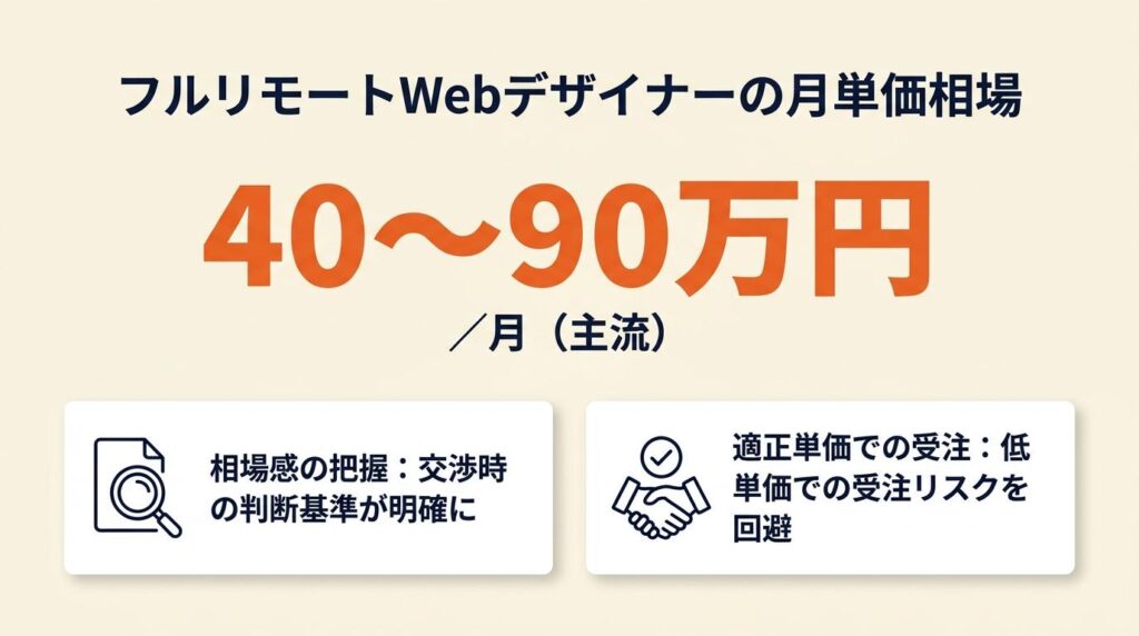 フルリモートWebデザイナーの月単価は40〜90万円が主流