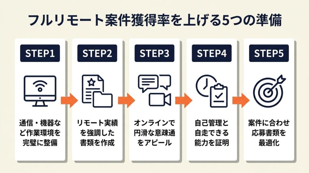 フルリモート案件は5つの準備で獲得率を上げる