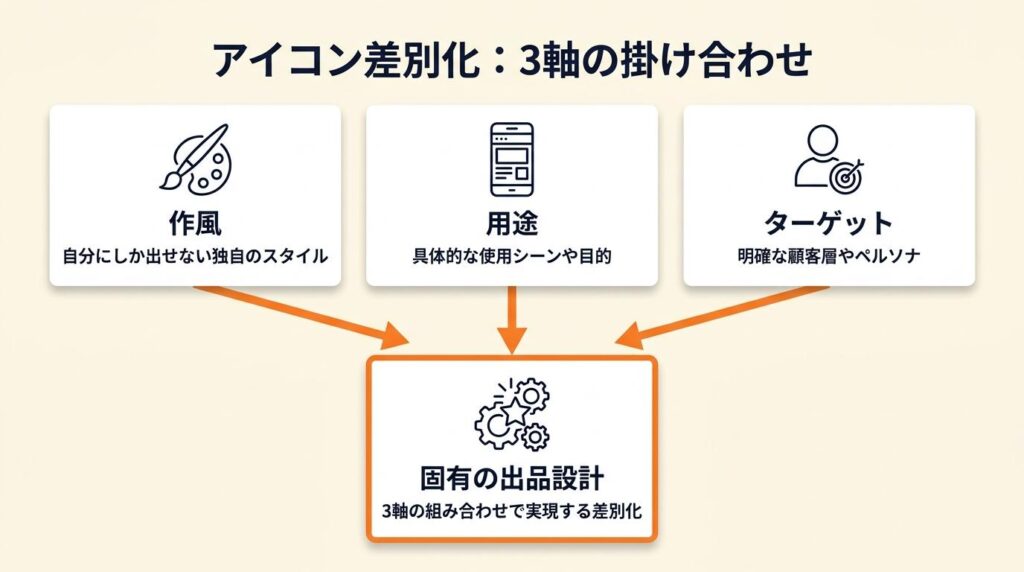 アイコン差別化は3軸の掛け合わせ