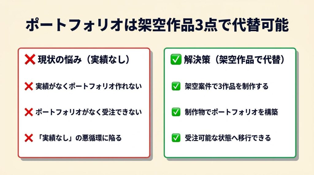 ポートフォリオは架空作品3点で代替できる