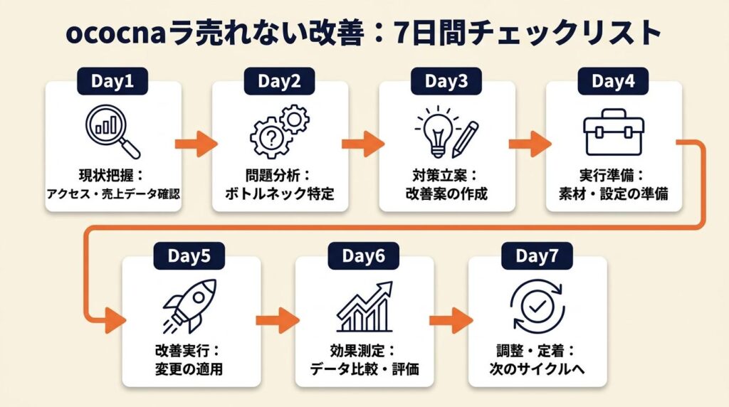 ココナラ売れない改善は7日間のチェックで対応