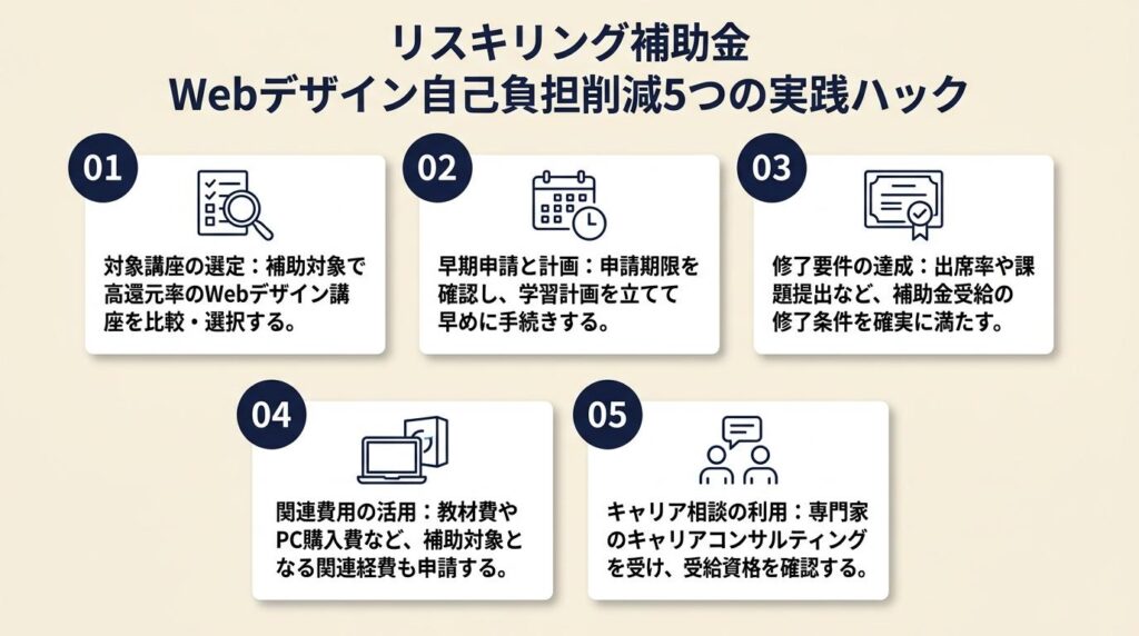 リスキリング補助金はWebデザインで自己負担を最大化して減らす5つの実践ハック