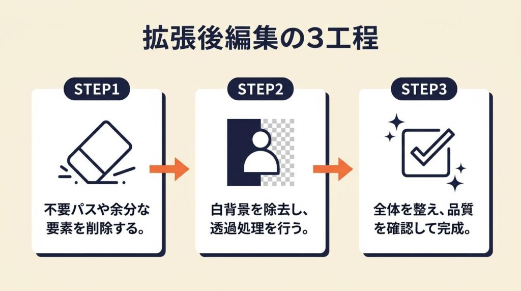 拡張後の編集は3工程で整える