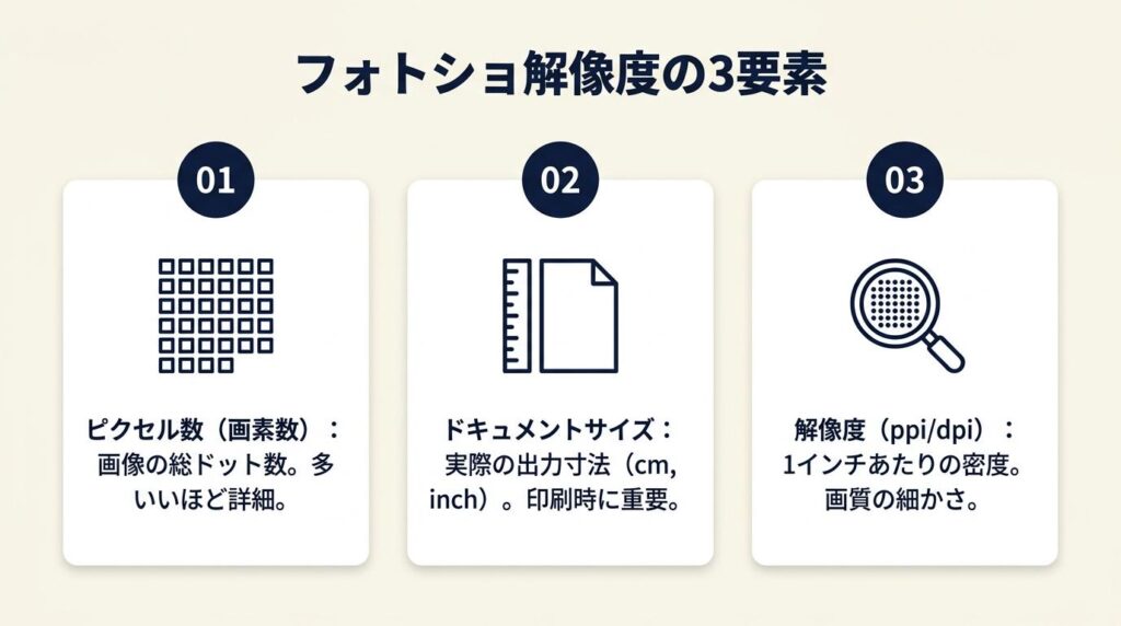 フォトショの解像度は3要素で決まる