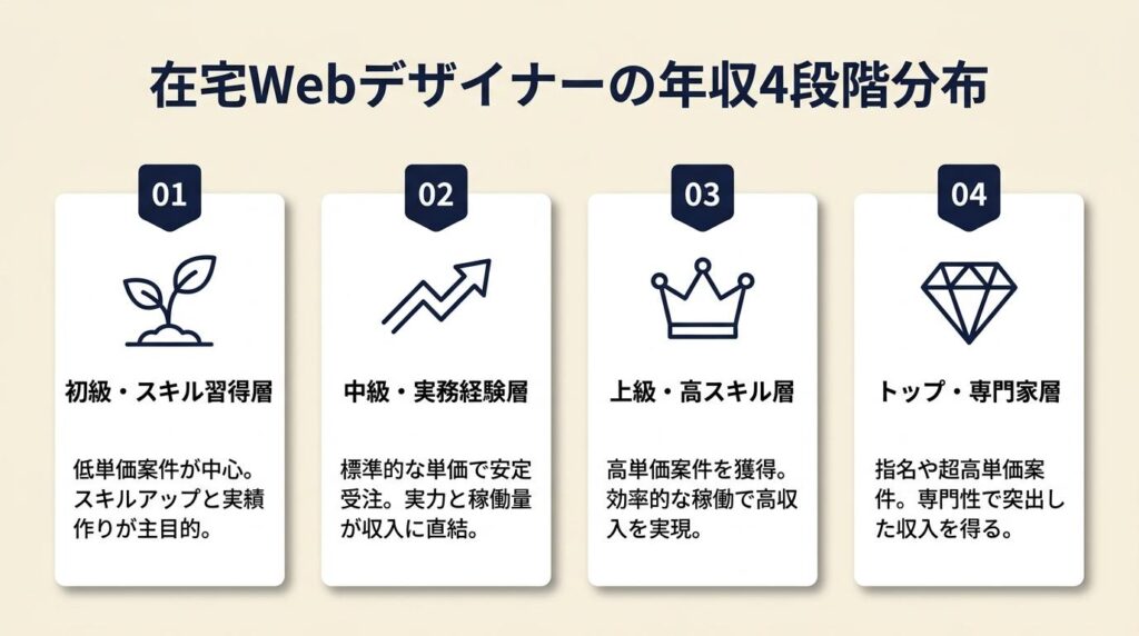 在宅webデザイナーの年収は4段階で分布