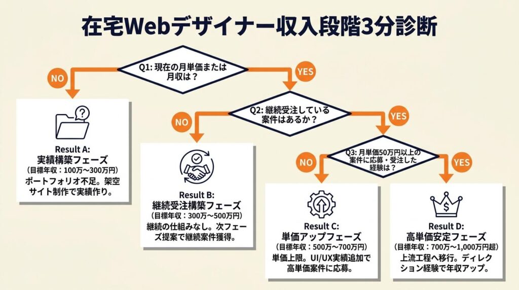 在宅webデザイナーの収入段階を3分で診断
