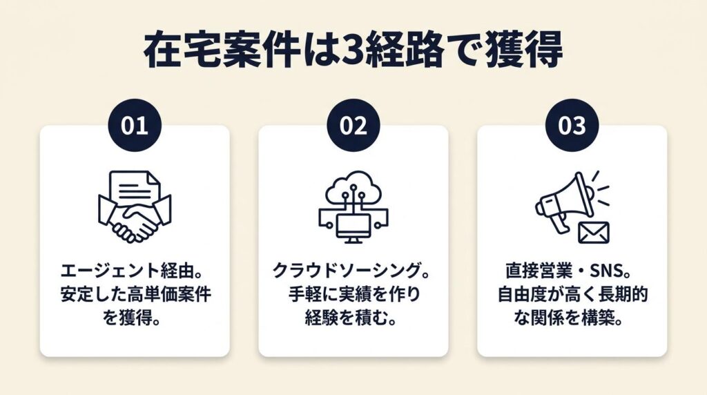 在宅案件は3経路で獲得
