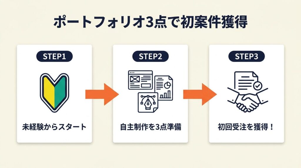 ポートフォリオは3点で初案件を獲得
