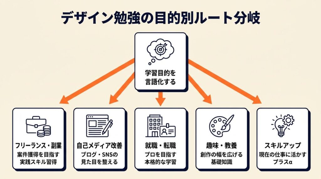 デザイン勉強は目的で5ルートに分岐