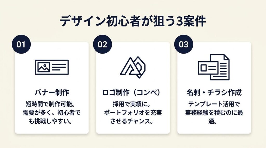 クラウドワークス デザイン初心者が最初に狙う3案件