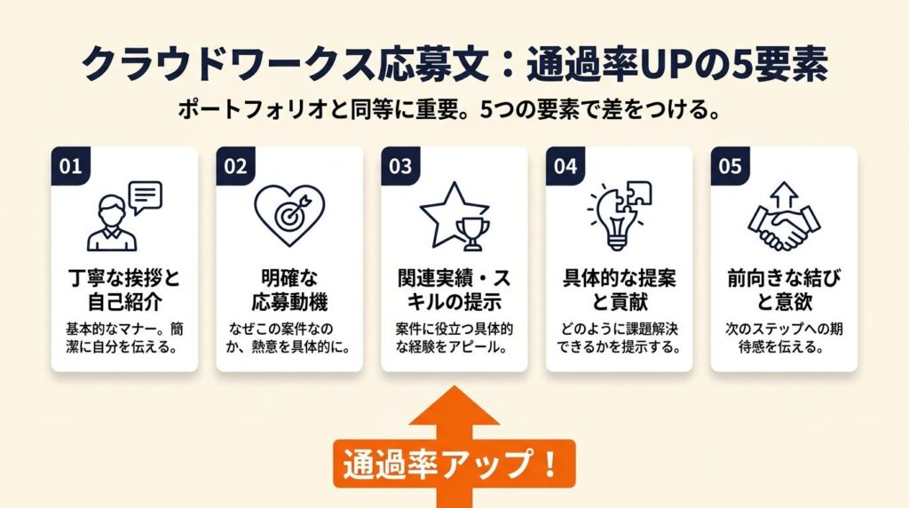 クラウドワークス デザイン応募文は5要素で通過率アップ