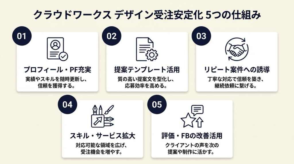 クラウドワークス デザイン受注を5つの仕組みで安定化