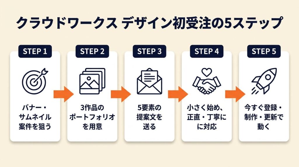 クラウドワークス デザインで初受注を実現する5ステップ