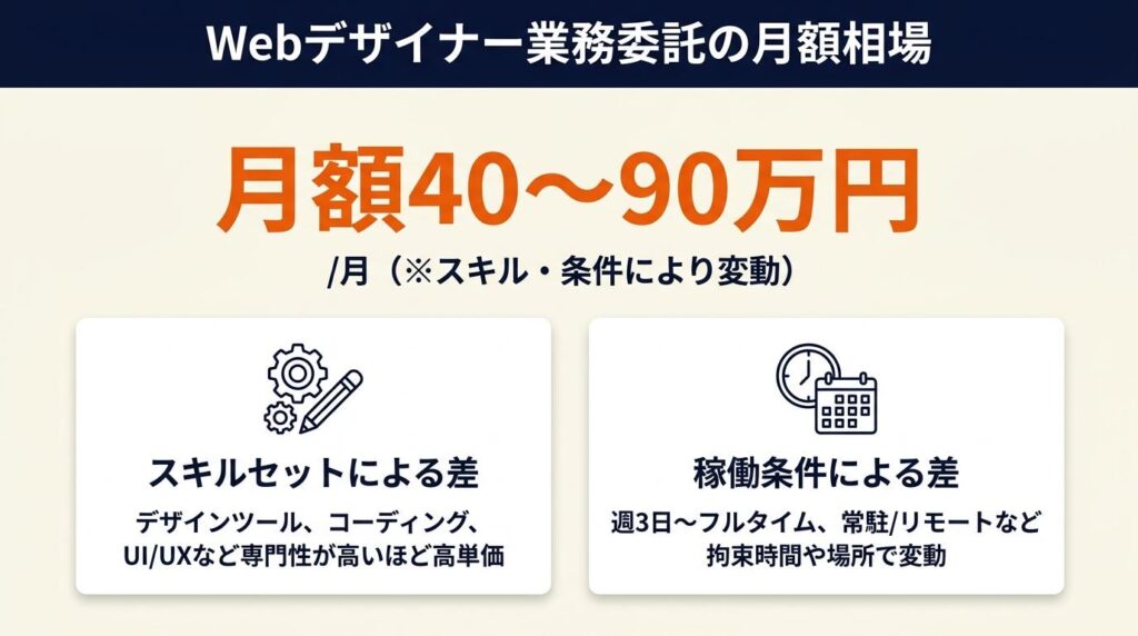 Webデザイナー業務委託は月額40〜90万円が相場
