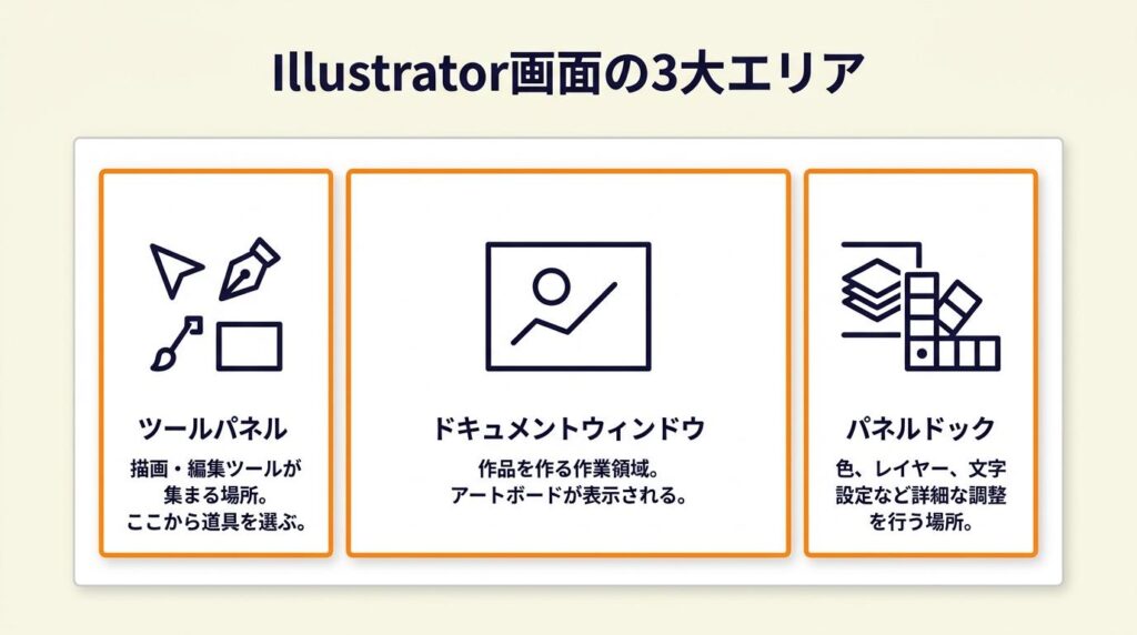 Illustrator初心者は画面3エリアの把握から