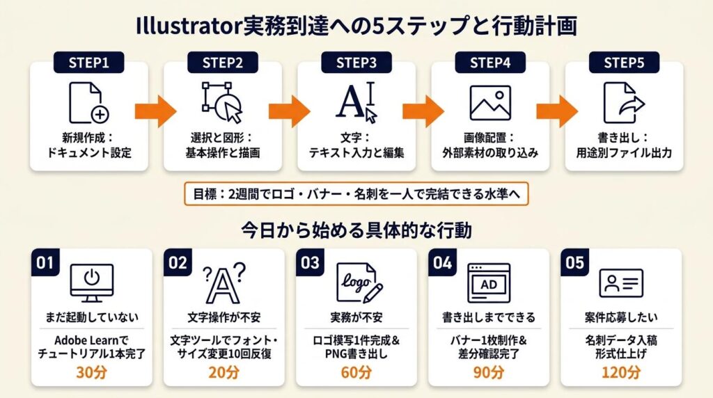 Illustrator初心者は5ステップで実務到達:今日から始める具体的な行動