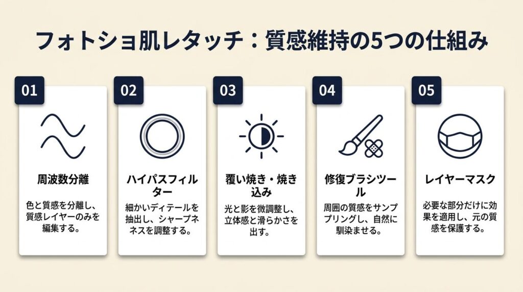 フォトショ肌レタッチは5つの仕組みで質感維持