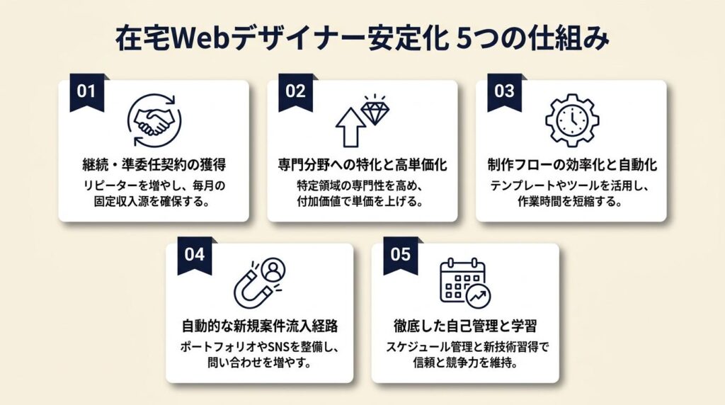 在宅Webデザイナーは5つの仕組みで安定化