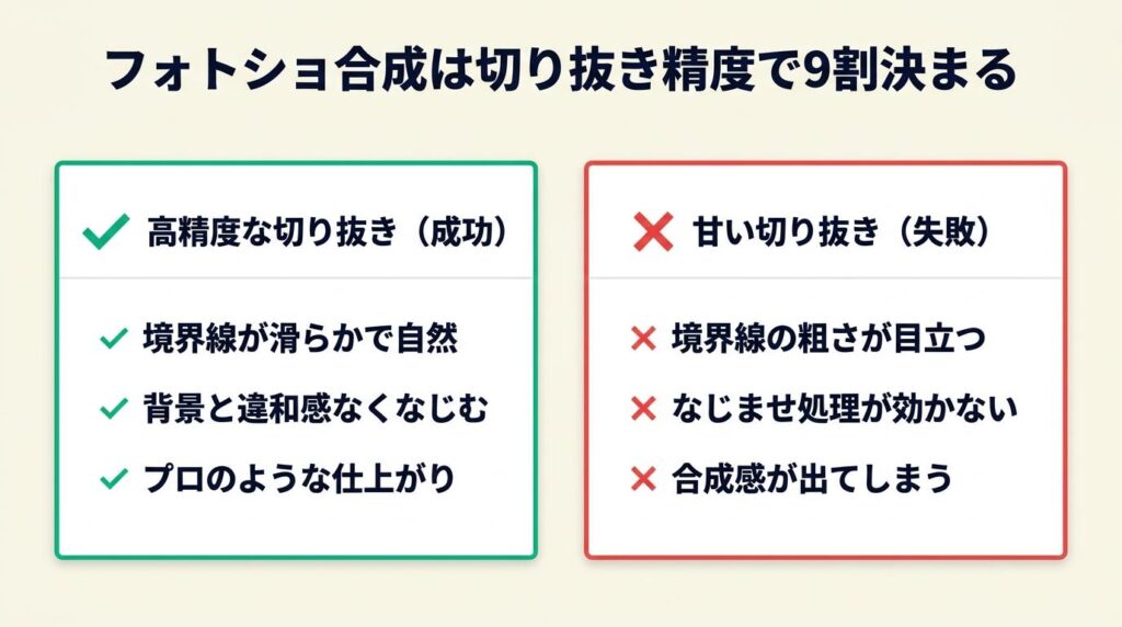 フォトショ合成は切り抜き精度で9割決まる
