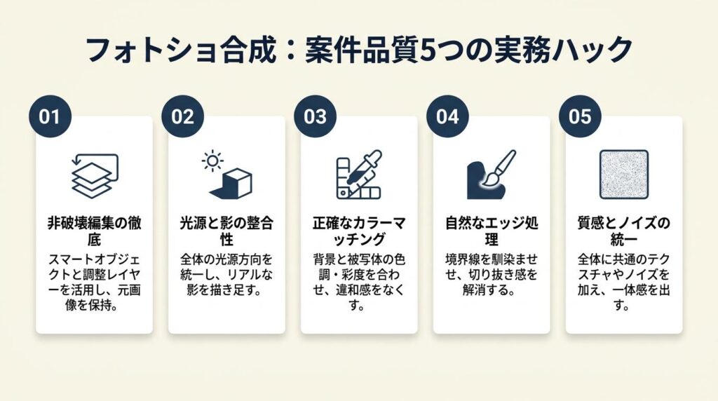 フォトショ合成を案件品質にする5つの実務ハック