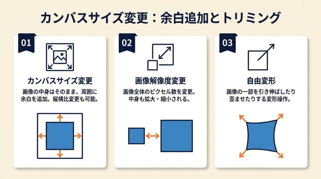 カンバスサイズ変更は余白追加に使う