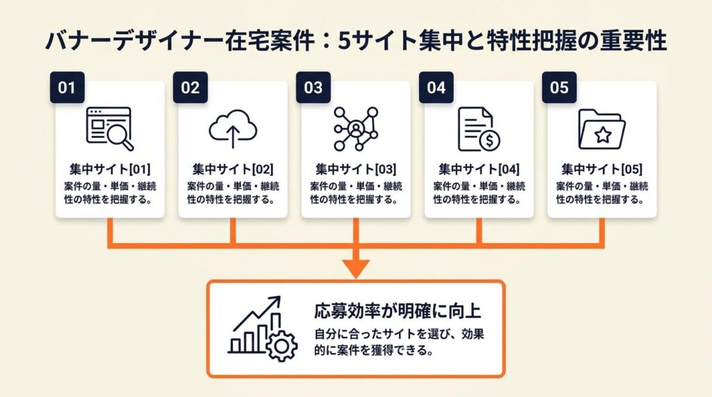 バナーデザイナー在宅は5サイトで案件が集中