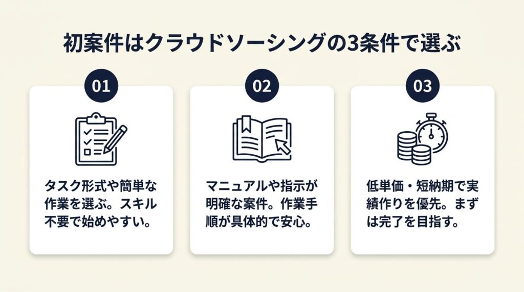 初案件はクラウドソーシングの3条件で選ぶ