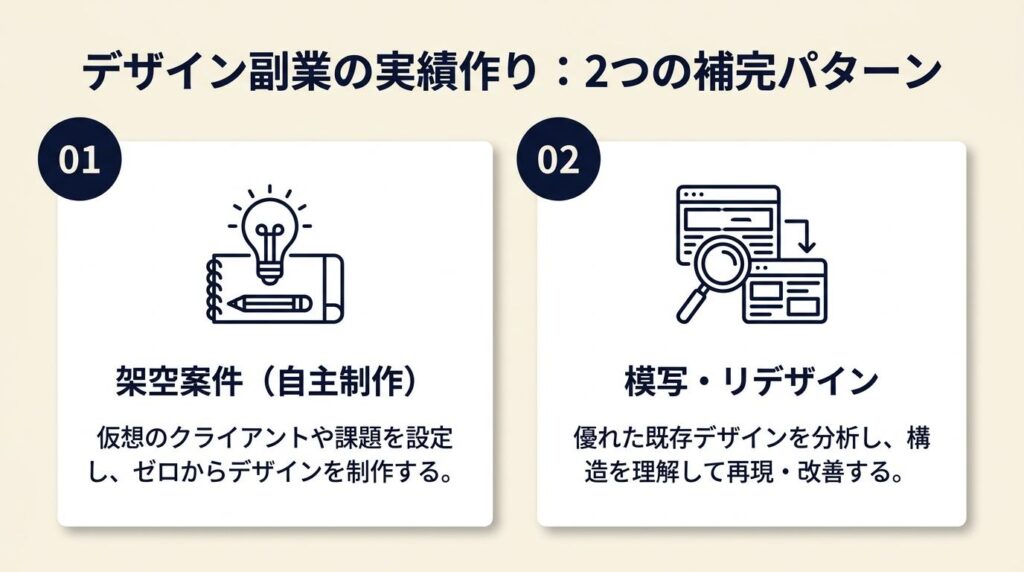 デザイン副業の実績は2パターンで補完