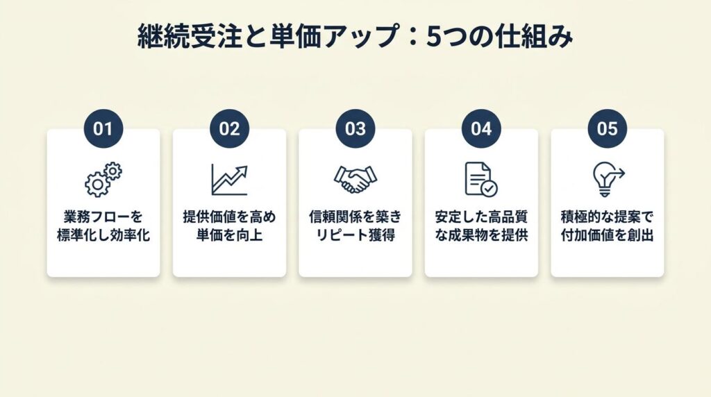 継続受注と単価アップは5つの仕組みで実現